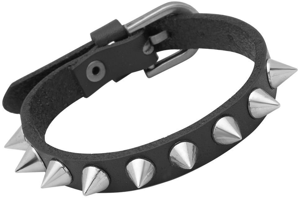 Unique Stylisches schwarzes Lederarmband mit Spikes schwarz