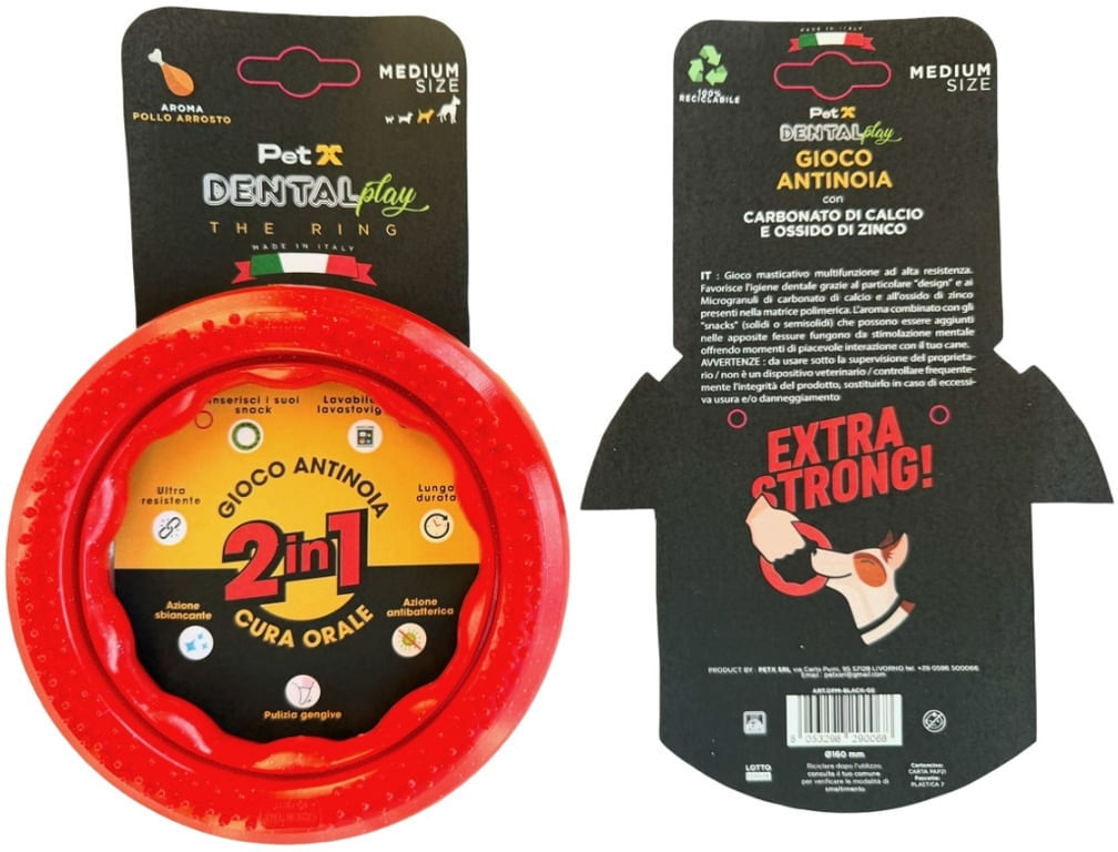 PETX Pet X Gioco Cane Dental Play The Ring Medium POLLO ARROSTO