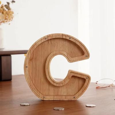 Inspired Finds Wooden Alphabet Piggy Bank A To Z Transparent Acrylic Money Box Children Toy Storage Decor c