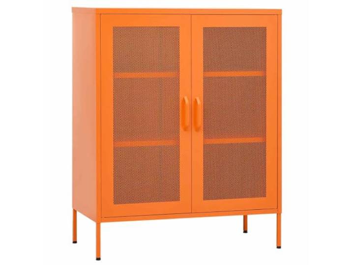 RJPLMFV Aufbewahrungsschrank, Orange, 80 x 35 x 101,5 cm, aus Stahl 2 Türen aus Netz, verstellbare Regale, verstellbare Füße, vielseitige Aufbewahrung, modernes industrielles Design