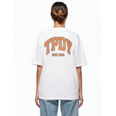 Oversize-Shirt TRUEPRODIGY "Arin F Logo Print Oversized Rundhals", Damen, Gr. M, weiß, Obermaterial: 100% Baumwolle CO., Rundhals, Shirts