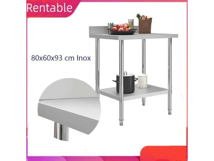 Table de travail de cuisine - FAFEICY - 80x60x93 cm - Acier inoxydable - Facile à nettoyer - Dosseret inclus