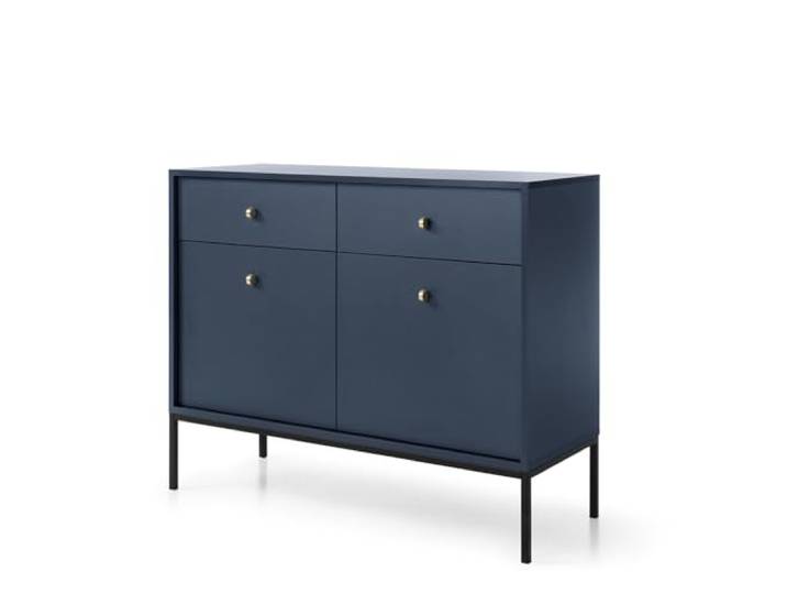Kommode MONCTON MKSZ104 H5 R2 Dunkelblau 104x83x39 cm Kommode MONCTON MKSZ104 - Dunkelblau - Metallische Griffe - 2 Schubladen - Breite 104 cm, Höhe 83 cm, Tiefe 39 cm