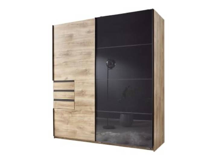 Kleiderschrank Oldenburg in Artisan Eiche mit Glasfront Grey