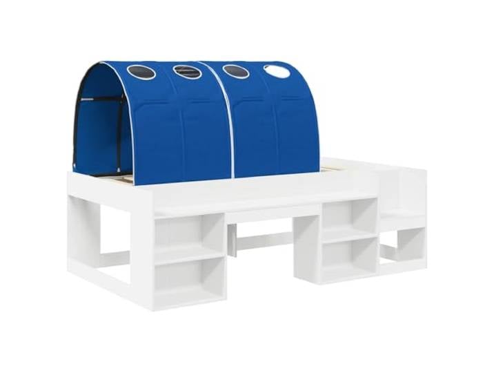 KTHLBRH Bett mit 3 Teilen Weiß und Blau Mehrschichtiges Holz, minimalistisches Design, elegante Schlafzimmerstruktur