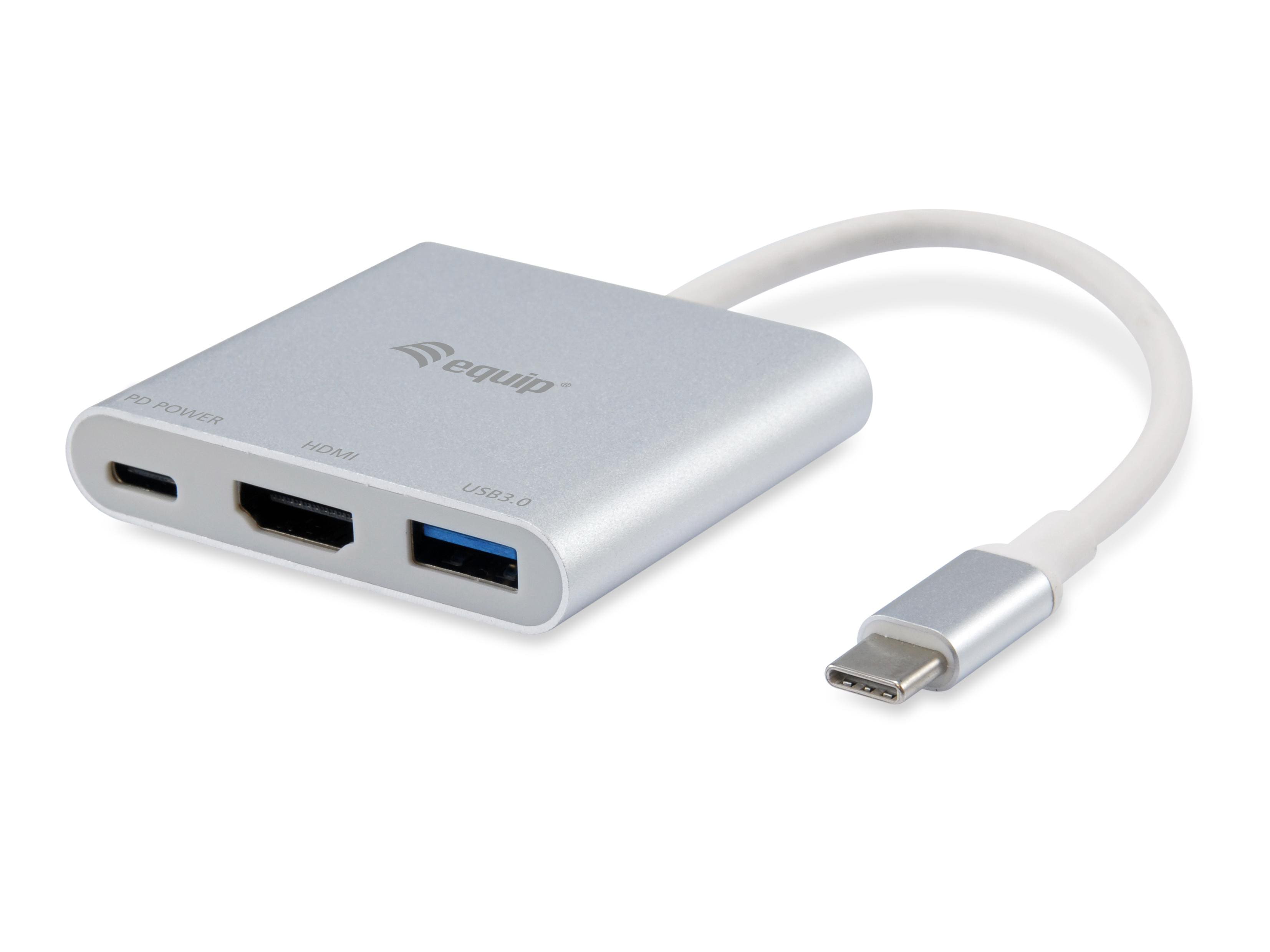 EQUIP 133461 USB-C auf HDMI, USB-A, 60W USB PD Adapter