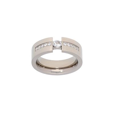 Fingerring TITANIA "Titanring" Gr. 66, silber (titanfarben), Fingerringe, Damen, 21, Titan, Fingerring, mit Zirkonia
