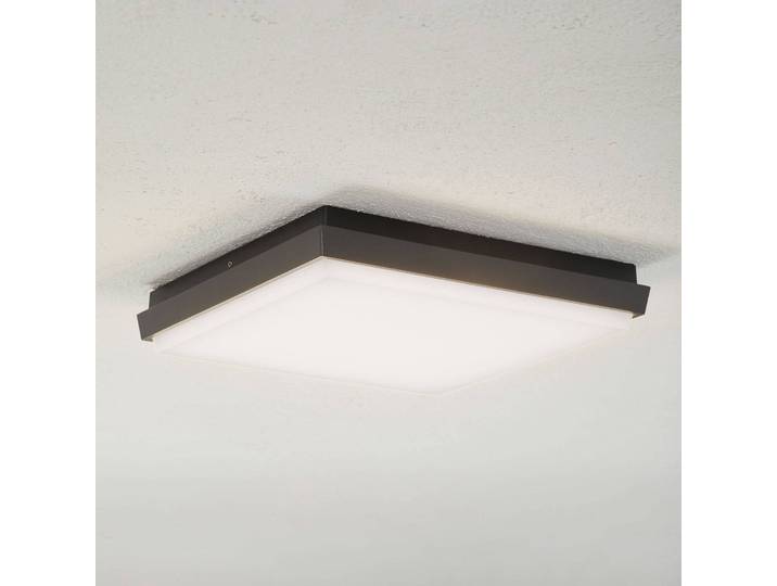 Lucande LED-Außendeckenleuchte Amra, 30 cm, eckig, anthrazit Amra, schwarz, Kunststoff, Modern, Wandlampe