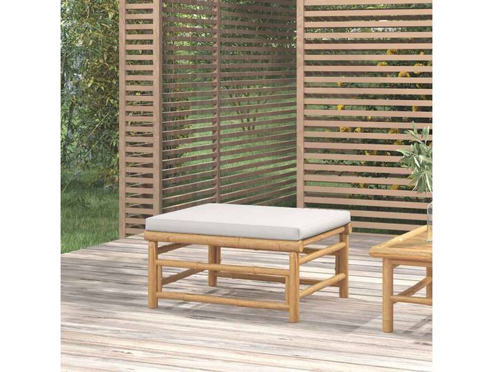 vidaXL Gartenhocker mit Hellgrauem Kissen Bambus
