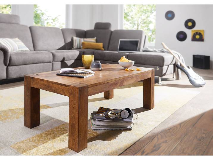 Table basse massive Rainwood 110cm Marron