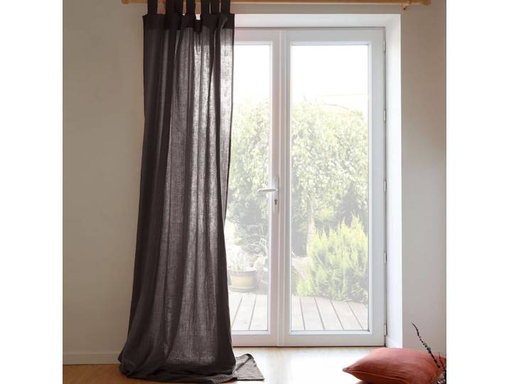 Rideau à pattes en gaze de coton 260 x 140 cm taupe