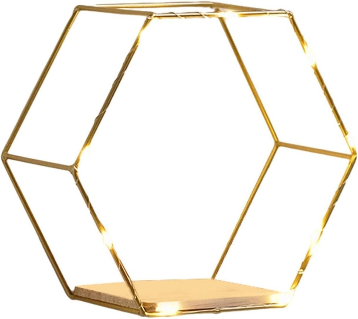 Zeshoekige wandplanken met geïntegreerde LED-verlichting voor decoratie en opslag