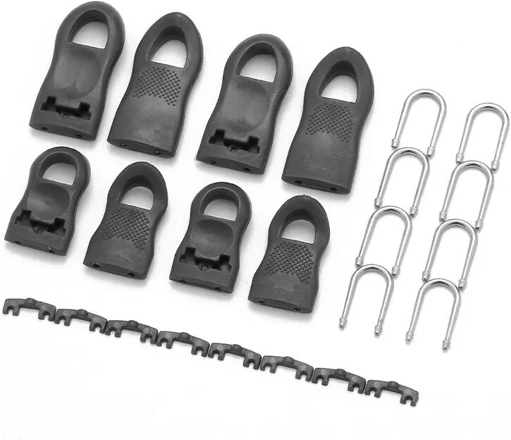 INF Multifunktionale Reißverschluss-Zipper 8er-Set - Groß & Klein (4 Stück je) - Schwarz