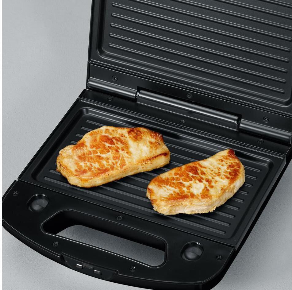 Sandwichmaker SEVERIN "SA 2968", schwarz (schwarz, grau), Sandwichmaker, Sandwichmaker, Lieferung mit passendem CH-Fixadapter schwarz, grau Einheitsgröße