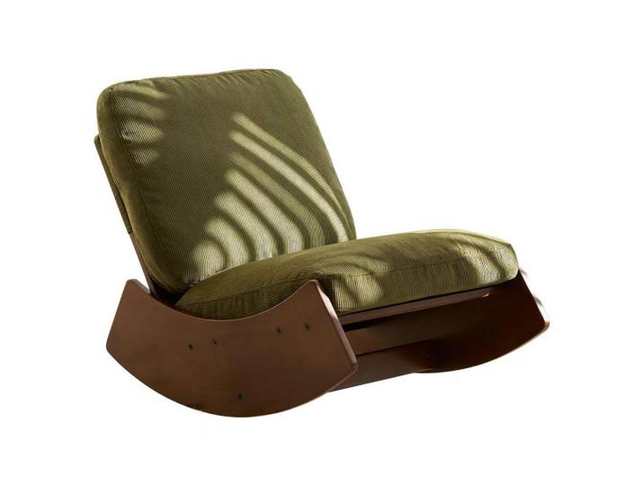 Urban Meuble Schaukelstuhl stoff grün holz gleitstuhl modern, Grün, 90x71.9x61.5 cm, Wohnzimmer, Sessel, Schaukelstühle