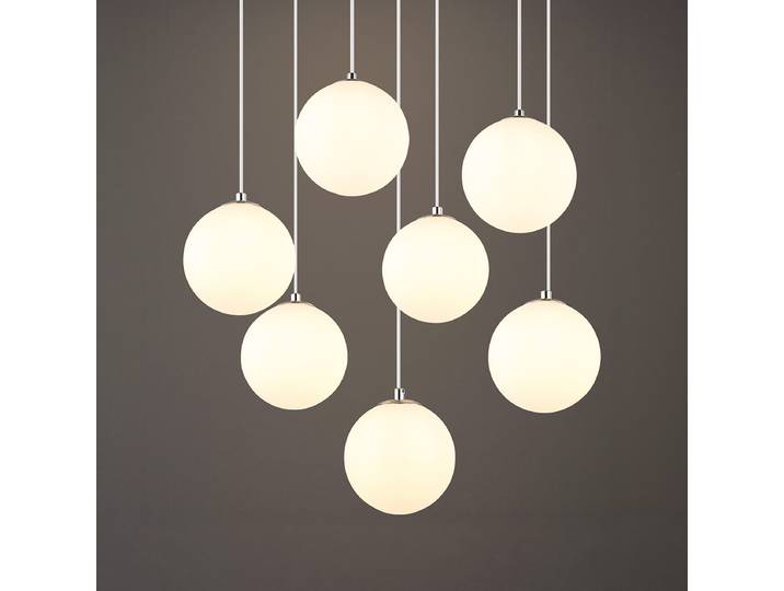 Suspension LED Riha - Type C Ø 55cm Blanc/Argenté/Silver White Matériau : Verre, Métal Surface en métal : Laqué Type de métal : Fer Type de