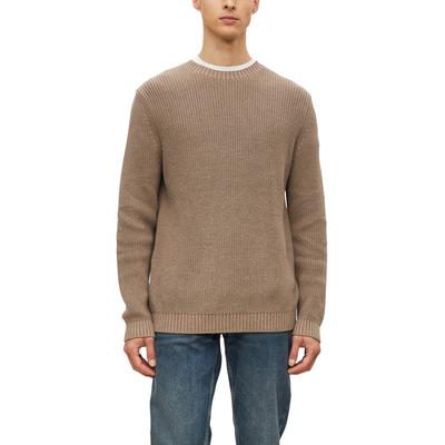 Strickpullover S.OLIVER, Herren, Gr. 3XL, beige (sepia braun), Strick, Obermaterial: 100% Baumwolle, unifarben, bequem hüftbedeckend, Rundhals, Bündchen, Pullover Strickpullover, Langarmpullover mit Rundhals / Baumwolle