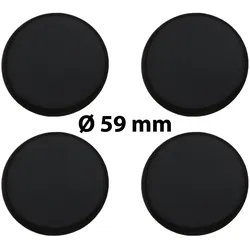 4 x Ø 59 mm Polymere Aufkleber / Schwarz / Nabenkappen, Felgendeckel