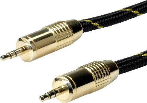 Roline 11.09.4289 Klinke Audio Anschlusskabel [1x Klinkenstecker 3.5mm - 1x Klinkenstecker 3.5 mm] 10.00m Schwarz/Gold Geschirmt
