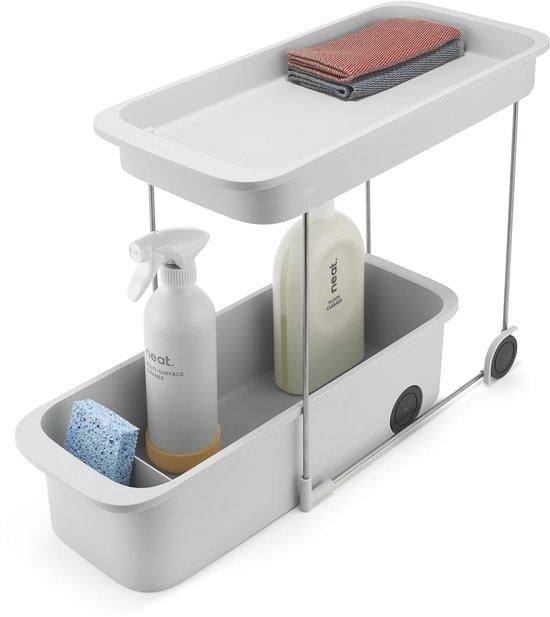 Unyqoos Keukenwagen met 2 niveaus op wielen, mobiele opberger met compartimenten en handgrepen