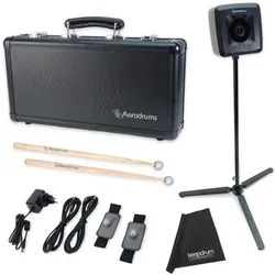 Aerodrums 2 E-Drum Air-Drumming Schlagzeug mit Hardcase-Koffer (E-Drum), Schlagzeug, Schwarz