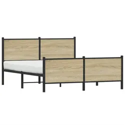 vidaXL Metallbett ohne Matratze Sonoma-Eiche 140x190 cm