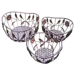 Lex Deko-Korbschalen-Set Blumenkorb Eisenkorb Obst Korb Gitterkorb 3tlg. Antik braun : Braun