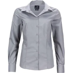 James & Nicholson Damen Popeline Business Bluse langarm JN641 steel XL