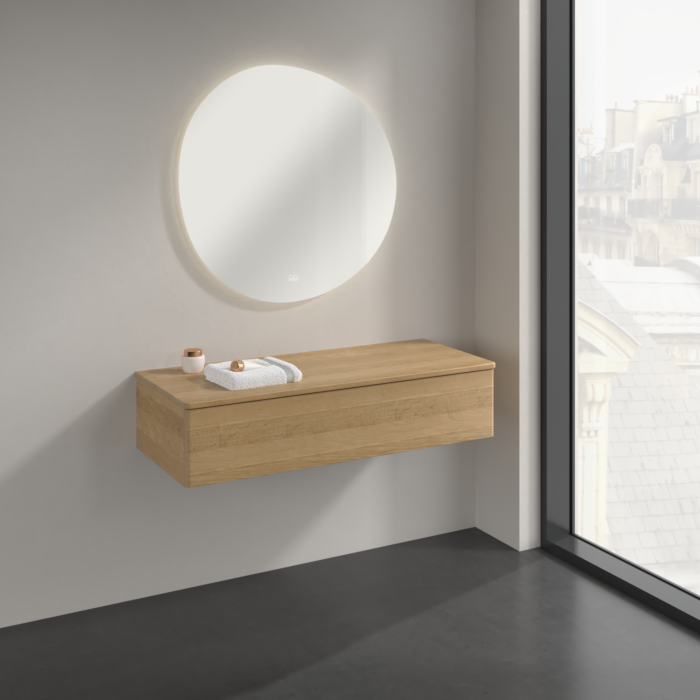 Villeroy und Boch Antao Sideboard K41001HN 120x26,8x50cm, Waschbeckenplattenfarbe honey oak, honey oak