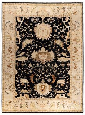 Overton "Kashan One-of-a-Kind Handmade Area Rug, Black - 9' 1"" x 12' 2"""