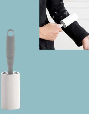 Inspired Deals Reusable Lint Roller With Long Handle Tearable Sheets For Pet Hair, Clothes & Furniture Cleaning gray