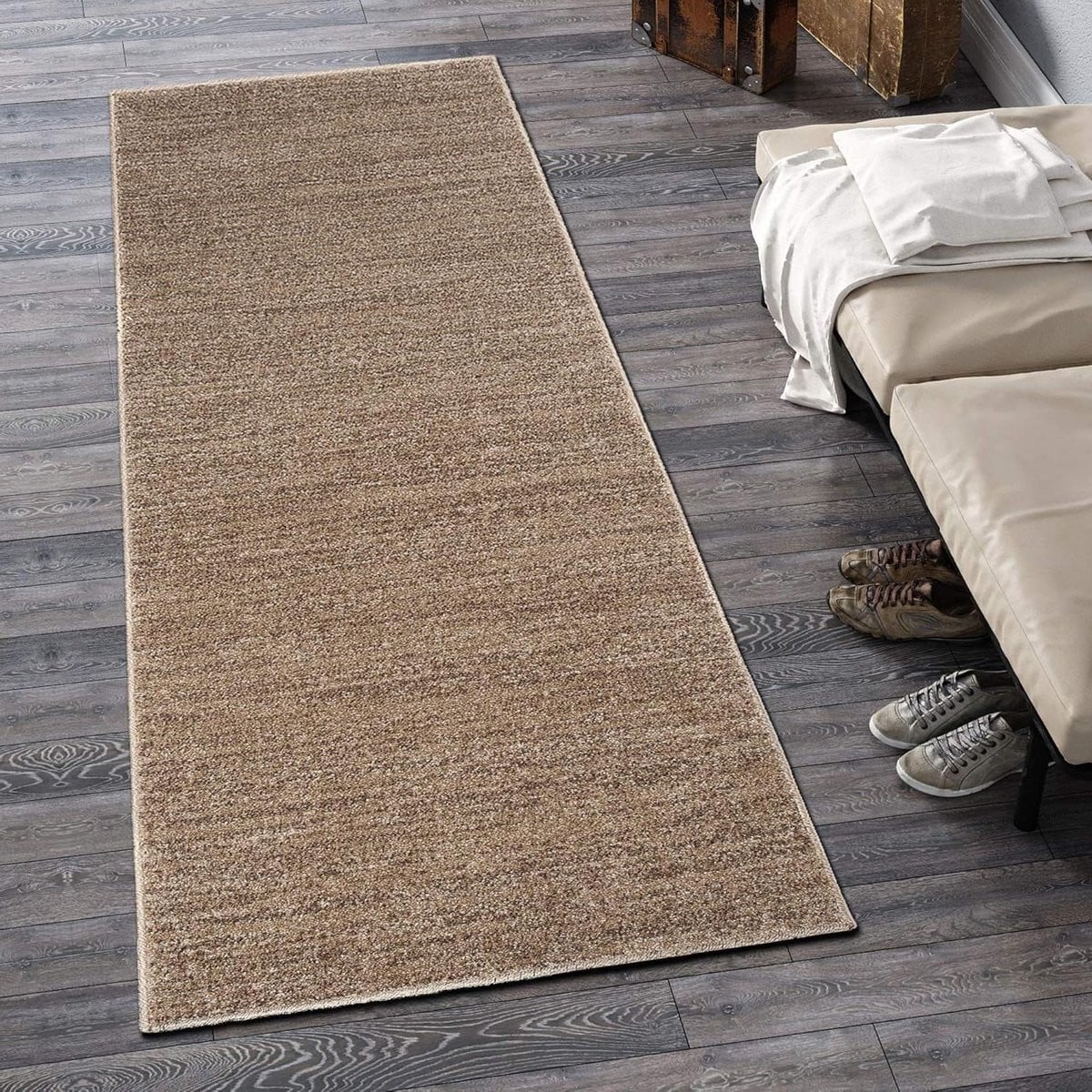 Modern Abstract Runner Karpet Gangkleed Beige - Kortharig en Slijtvast - B/D: 120 x 150 cm
