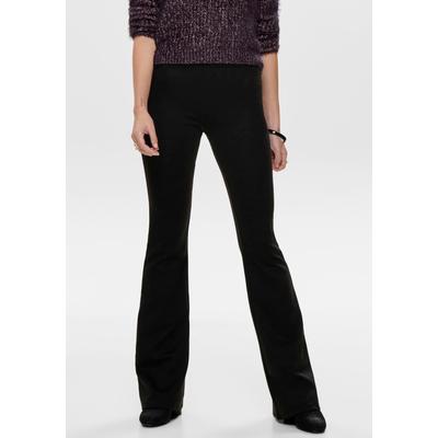 Jerseyhose ONLY "ONLFEVER – Jerseyhose mit Stretch und ausgestelltem Bein", Damen, Gr. XXS (32), Länge 30, schwarz (schwarz 30), Jersey, Obermaterial: 95% Polyester, 5% Elasthan, unifarben, skinny fit lang, Hosen Jerseyhose, skinny fit, casual,...