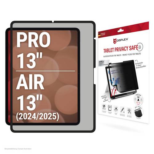 DISPLEX Tablet PR Safe Displayschutzfolie mit Blickschutz Apple iPad Pro 13'', Air 13'' (2024/2025) 1 St. Seitlicher Blickschutz