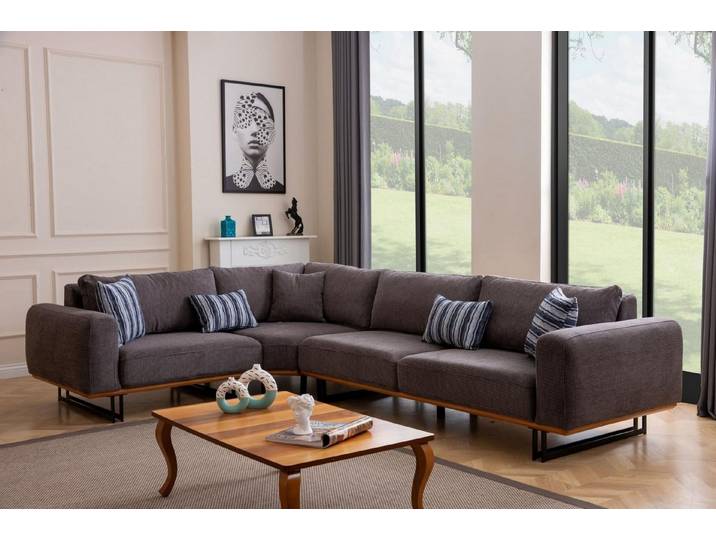 JVmoebel Ecksofa Braune Wohnlandschaft im modernen Textil-Look mit edlen Materialien, 1 Teile, Made in Europa
