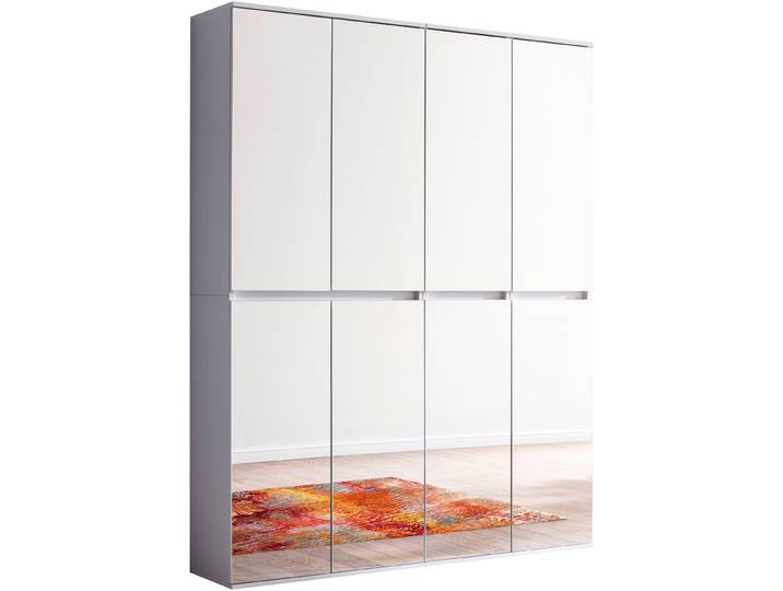 Garderoben-Set HOME AFFAIRE Malcesine , weiß, B:148cm H:191cm T:34cm, Glas, Holzwerkstoff, Kastenmöbel-Sets, Garderoben-Set, 2 Mehrzweckschränke mit Spiegelglasfronten - (B/T/H) 148/34/191 cm