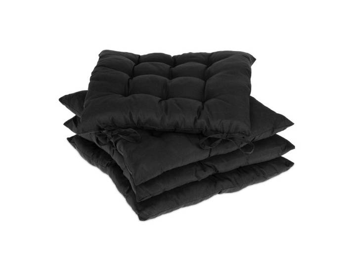 Relaxdays 4er Set Stuhlkissen schwarz
