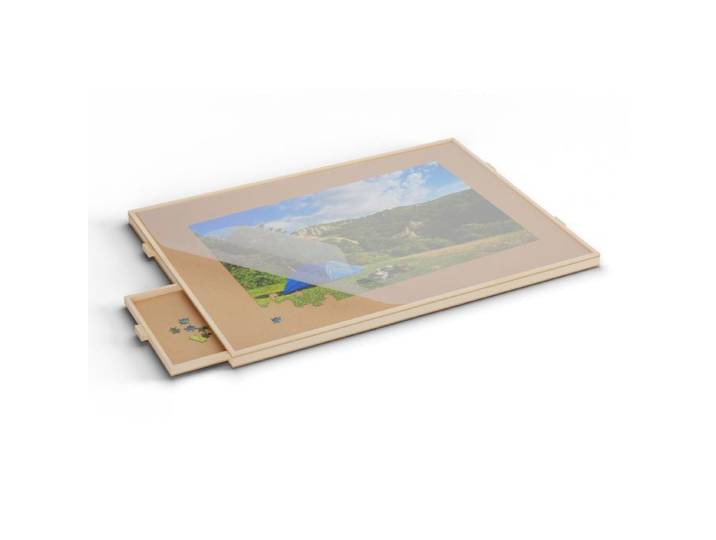 Relaxdays Puzzlebrett drehbar mit 4 Schubladen