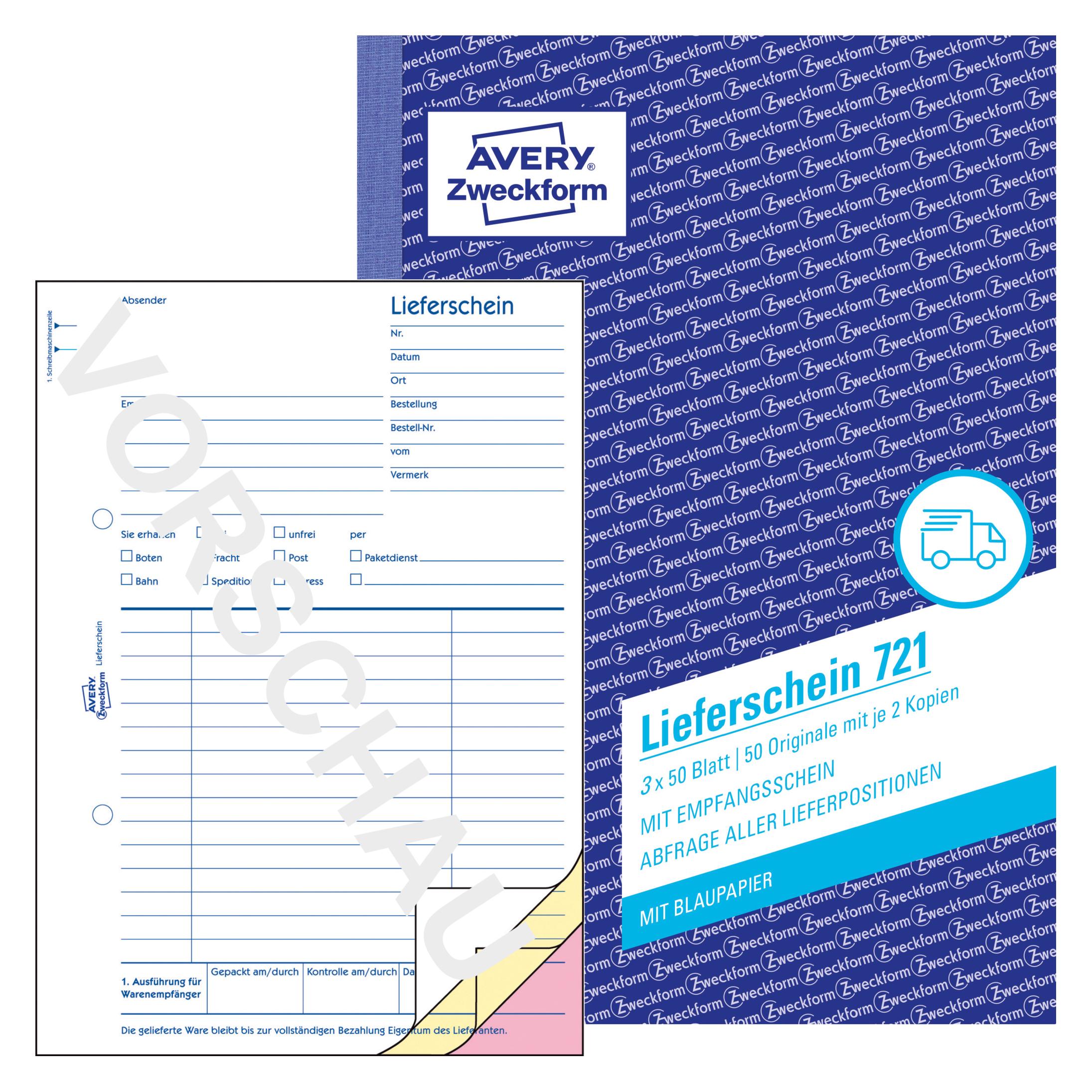 Avery Lieferscheine mit Empfangsschein (21139109)