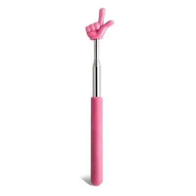 Telescopic Finger Teaching Pointer Stick Stainless Steel Extendable Whiteboard Pointer double Finger Pink