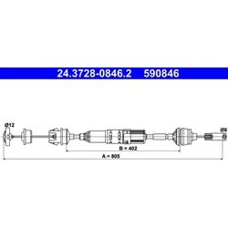 Seilzug Kupplungsbetätigung ATE 24.3728-0846.2 für Peugeot 406 Break