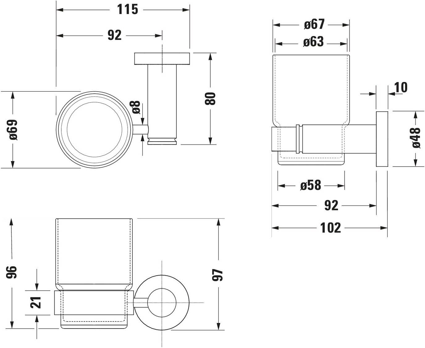 Duravit D-Code Glashalter, Glas links, Accessoires, 0099191000, chrom