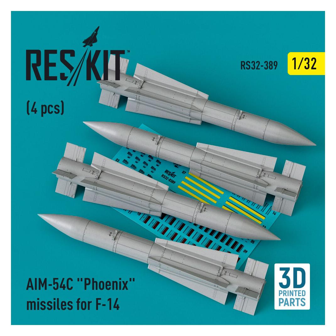 ResKit AIM-54C Phoenix missiles for F-14 (4pcs) (3D Printed) (RS32-0389)