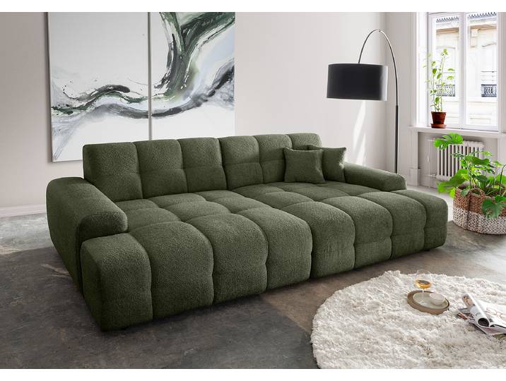Big-Sofa Grün Bouclé Stoff Zofie 304 x 87 x 155cm Modern