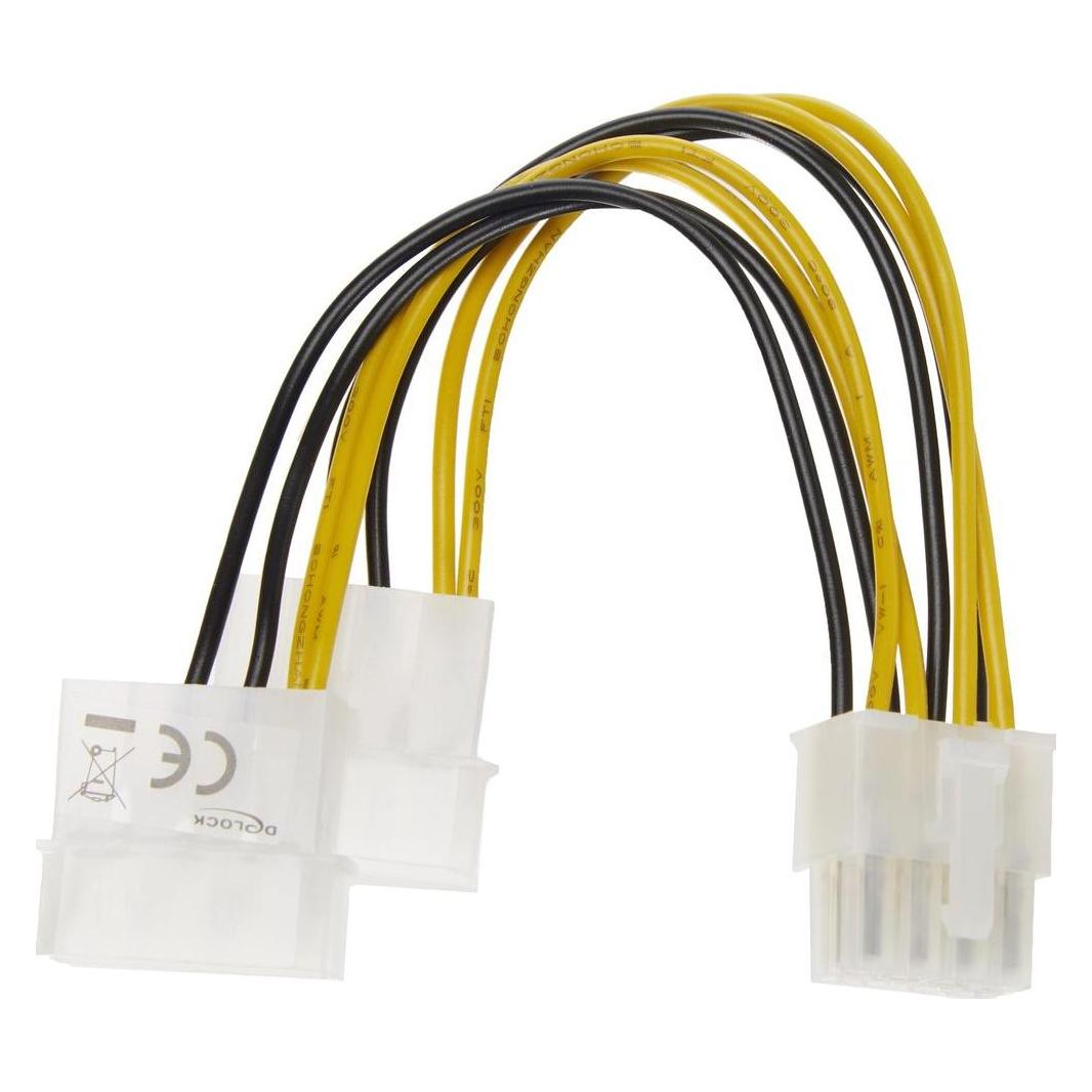 Delock Dual 4Pin Molex-8Pin EPS Adapter (15 cm, 4 pin Molex, 8 pin EPS) (83410)
