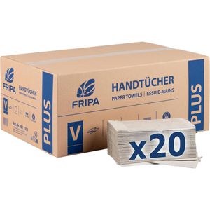 Fripa Papierhandtücher Plus L, 4011104, 1-lagig, Zick-Zack-Falz, natur, Recyclingpapier, 25 x 23cm, 5000 Stück