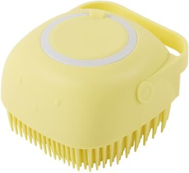 Perfect Picks Market Soft Silicone Pet Bathing Gloves For Dogs & Cats Massage Grooming Brush For Safe & Easy Cleaning square Yellow
