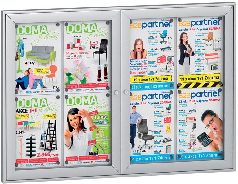 B2B Partner Magnetische Außenvitrine mit zweiflügligem Fenster, 1040 x 1000 mm