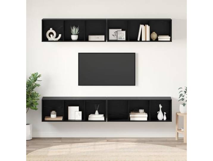 HEFZGDB Wand TV Schrank 4 Stück Schwarze Eiche 37 x 37 x 107,5 cm Modulare Würfelregale Stauraum Lösung