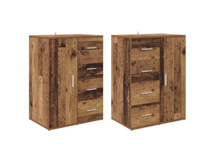 KGHFDVB Sideboard 2er Set Holzwerkstoff 59x39x80 cm Mit Türen und Schubladen, Regale, matte Oberfläche, Metallgriffe, für Wohnzimmer und Essbereich